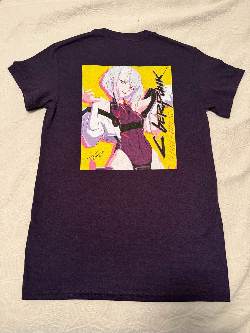 Gildan Cyberpunk: Edgerunners Lucy Graphic Tee Small Purple 100% Cotton